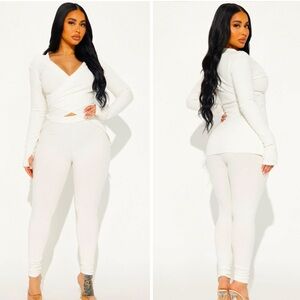 2 Piece Set Wrapped Top with Matching Legging